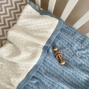 Paturica bebe Deluxe din bumbac si tesatura minky albastru (2)